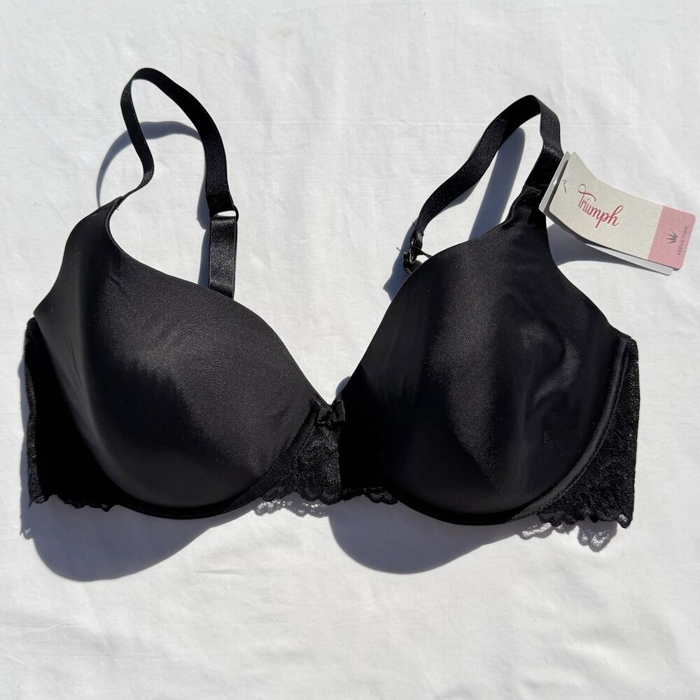 Triumph Forbidden Lace Lined Underwire Bra US 32DD Black